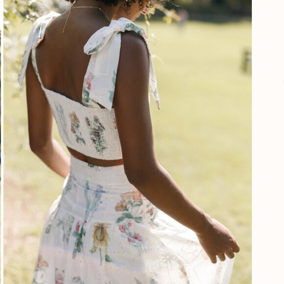 Petal & Pup Kara Two Piece Set White Floral Maxi midi skirt - Picture 2 of 8